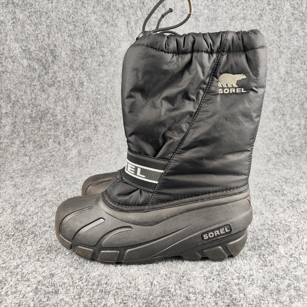 Sorel Boots Kids Size 4 Black Waterproof Nylon Winter Snow Boots NY1881-011